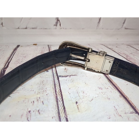 Brighton Reversible Swivel Faux Croc Belt‎ Sz M 30 Br/Bl Silver Buckles 43102 - Picture 5 of 6